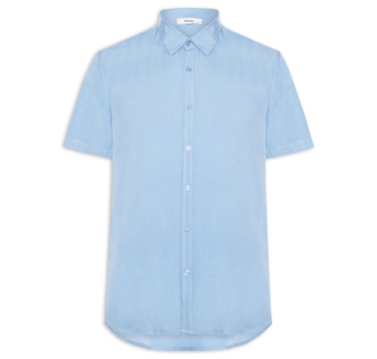 Camisa Masculina Manga Curta Viscose - Azul