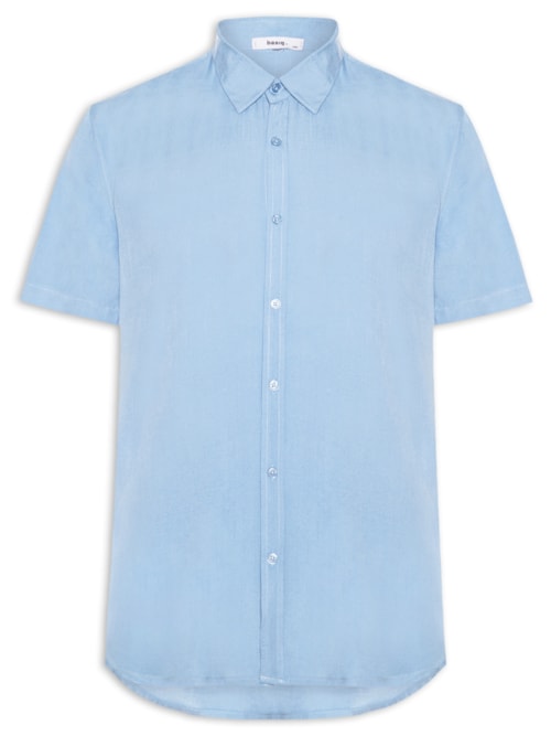 Camisa Masculina Manga Curta Viscose - Azul