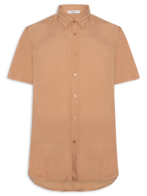 Camisa Masculina Manga Curta Viscose - Marrom
