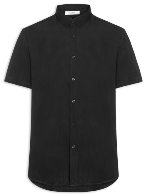 Camisa Masculina Manga Curta Viscose - Preto