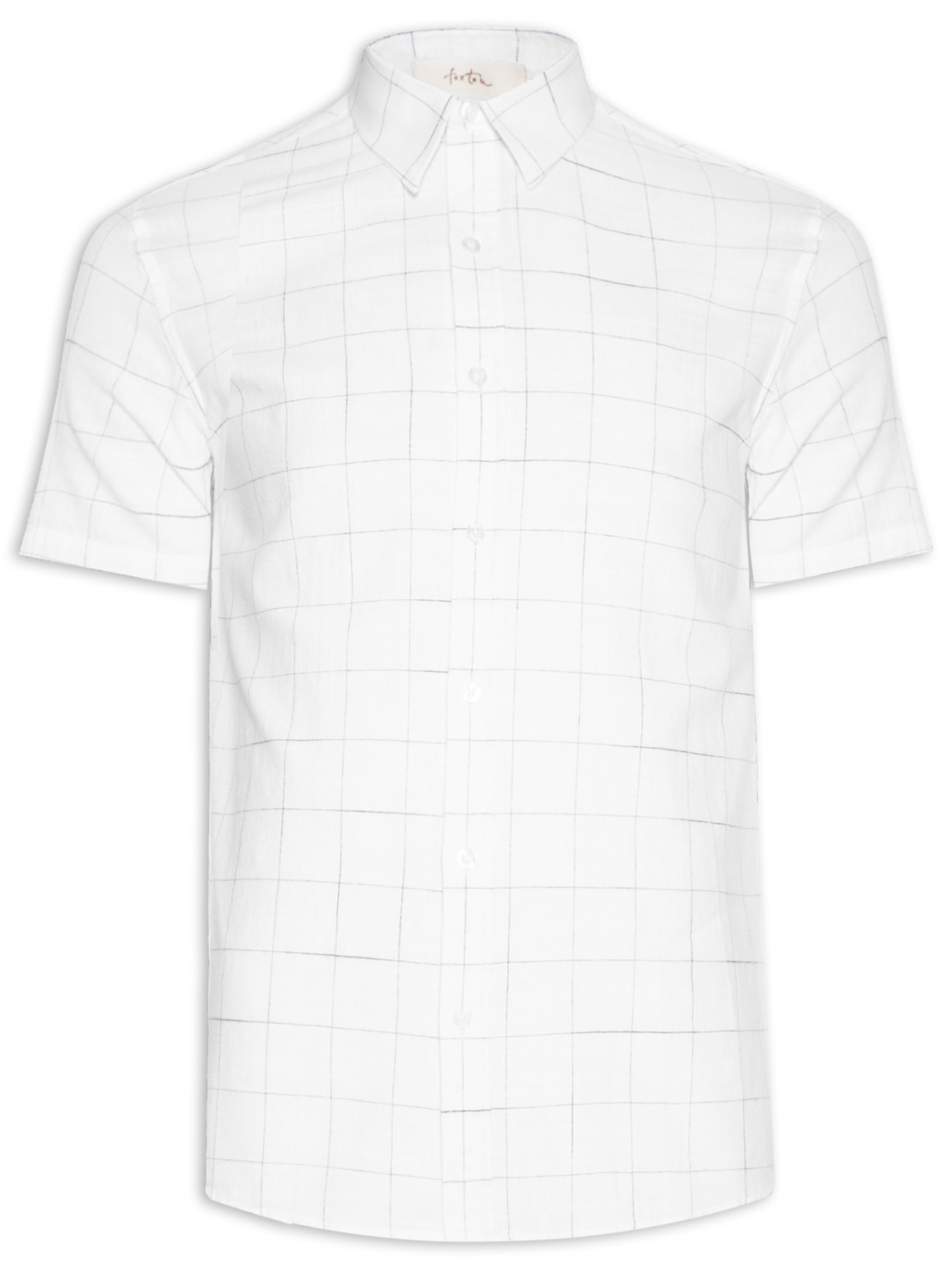 Camisa Masculina Manga Curta Xadrez Maresias - Branco
