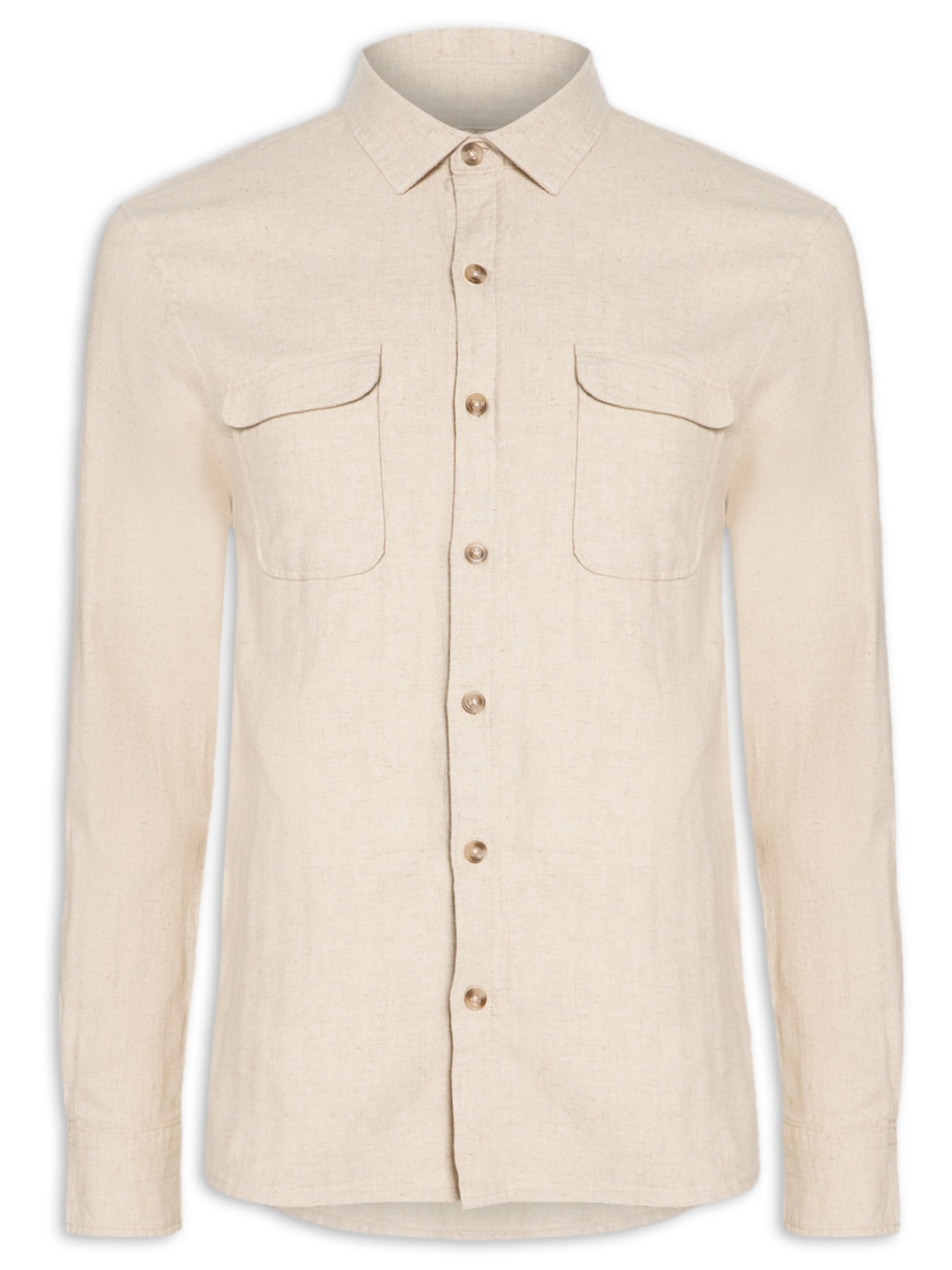 Camisa Masculina Manga Lisa - Bege