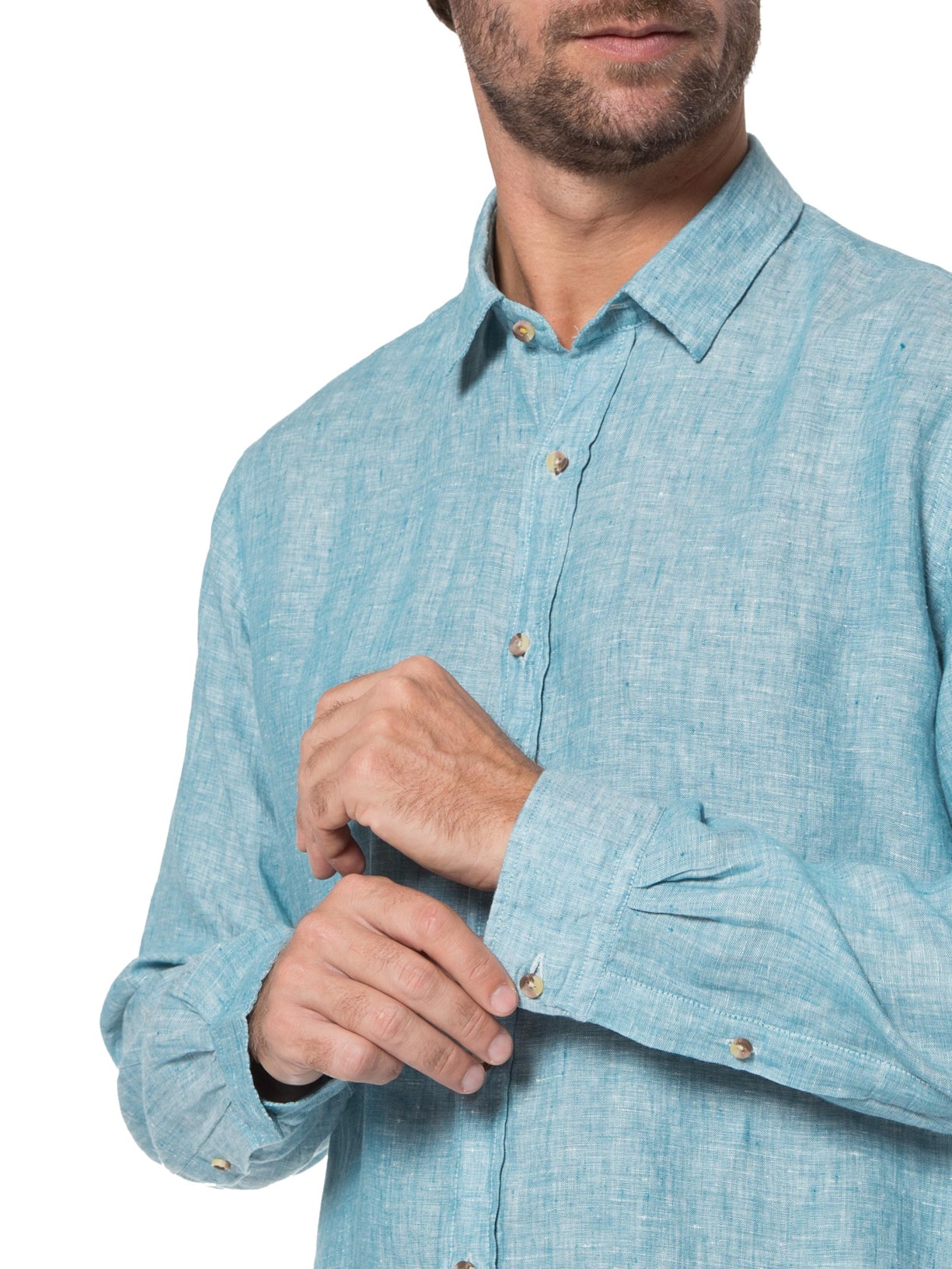 Camisa Masculina  Manga Longa 100% Linho Verde Pineapple