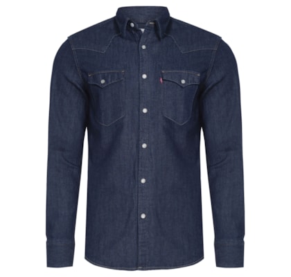Camisa Masculina Manga Longa Adulto - Azul