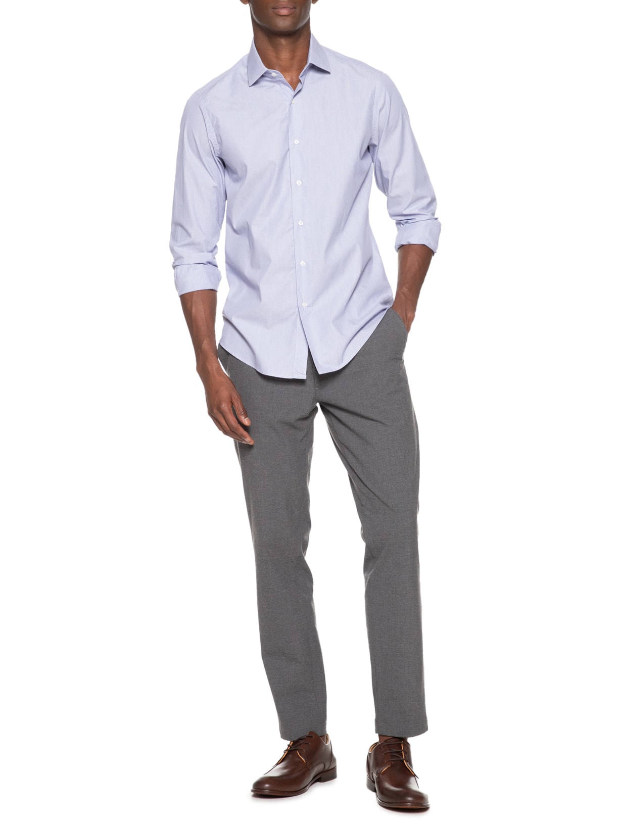 Camisa Masculina Manga Longa Algodão Extra Azul Paramount Alfaiataria