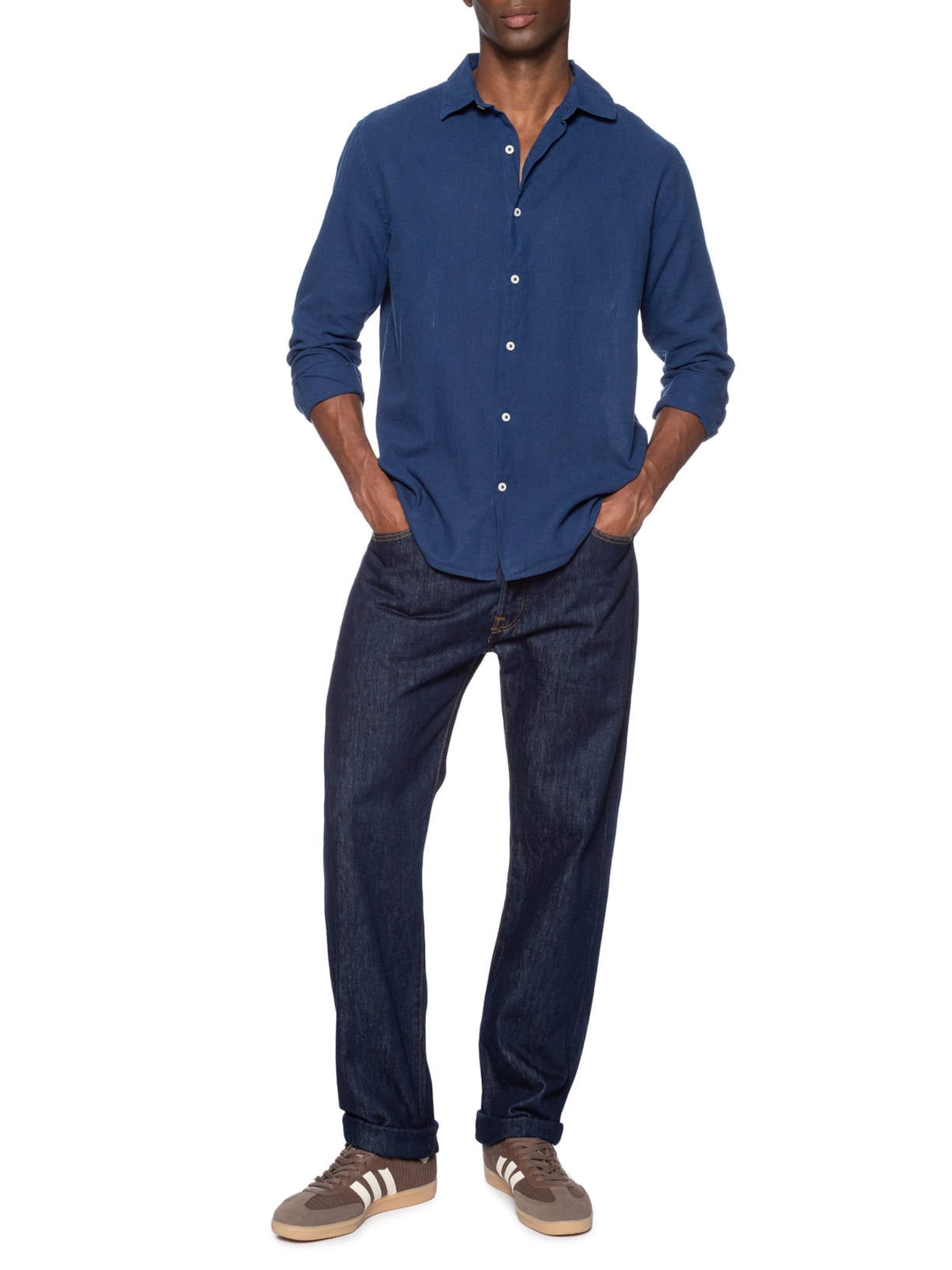 Camisa Masculina Manga Longa Azul Hering