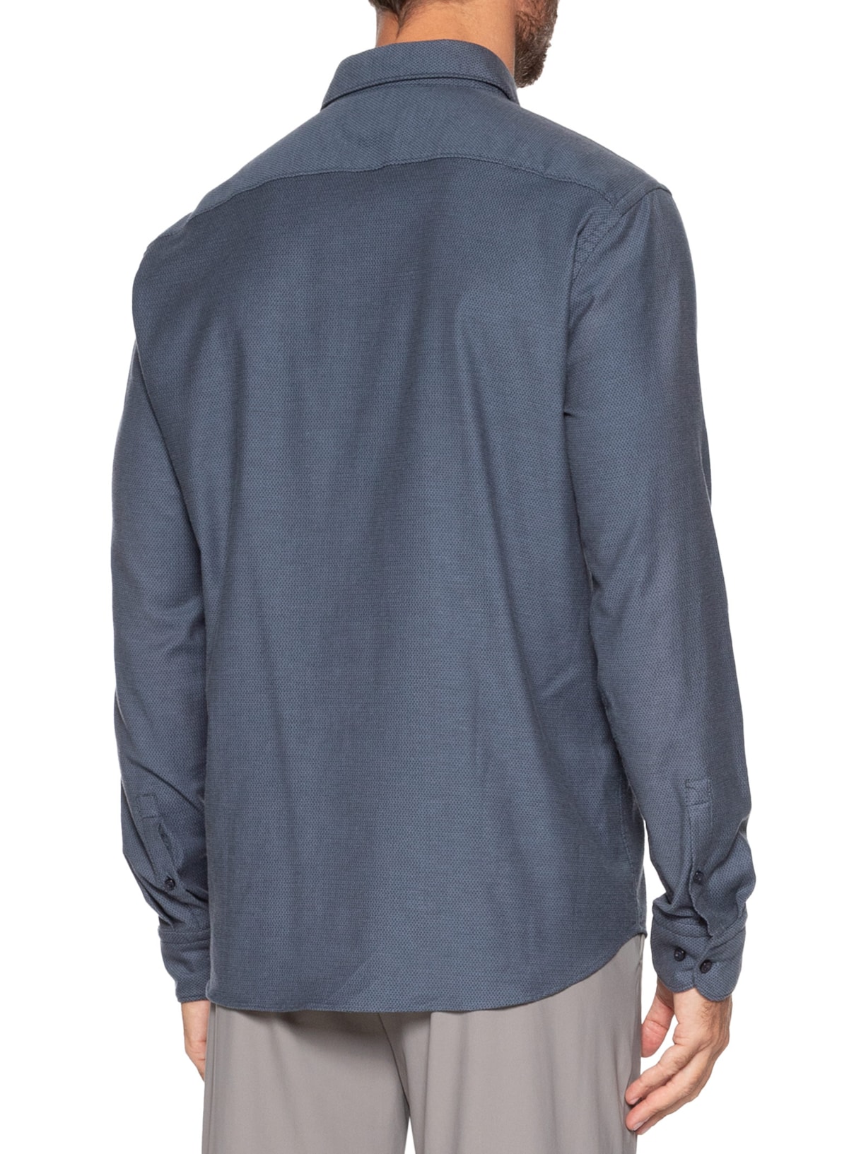 Camisa Masculina Manga Longa Azul Boss