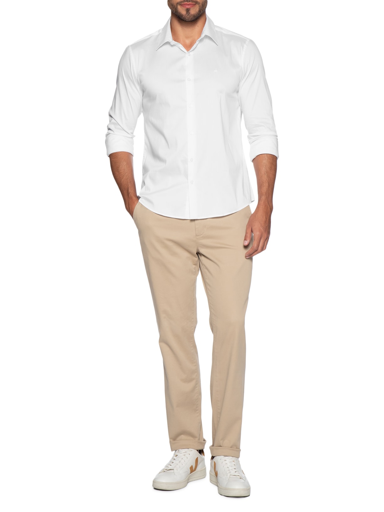 Camisa Masculina Manga Longa Básica Branco Calvin Klein - White Label
