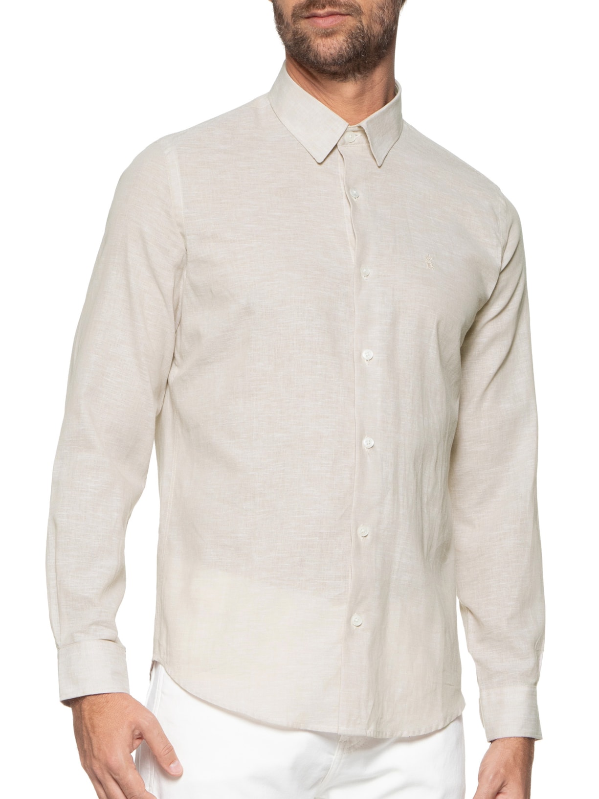 Camisa Masculina Manga Longa Bege Sergio K