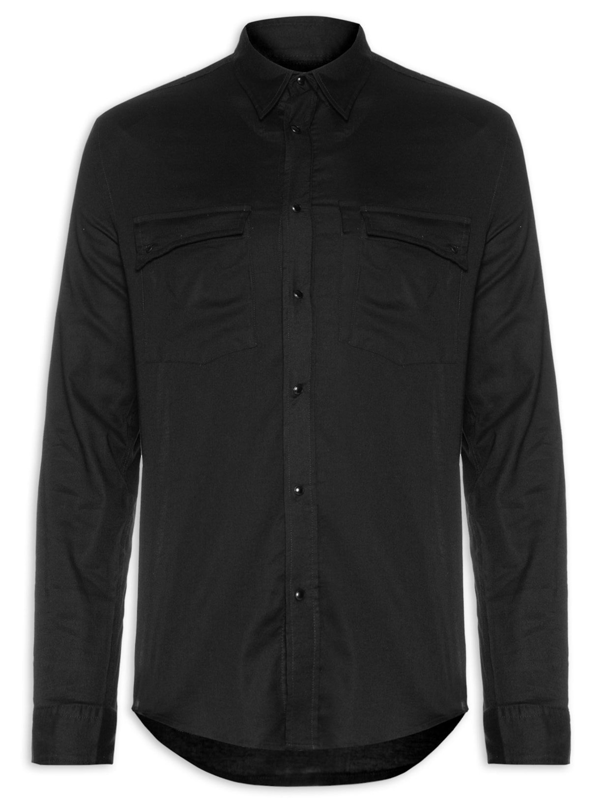 Camisa Masculina Manga Longa Bordado Tacha - Preto