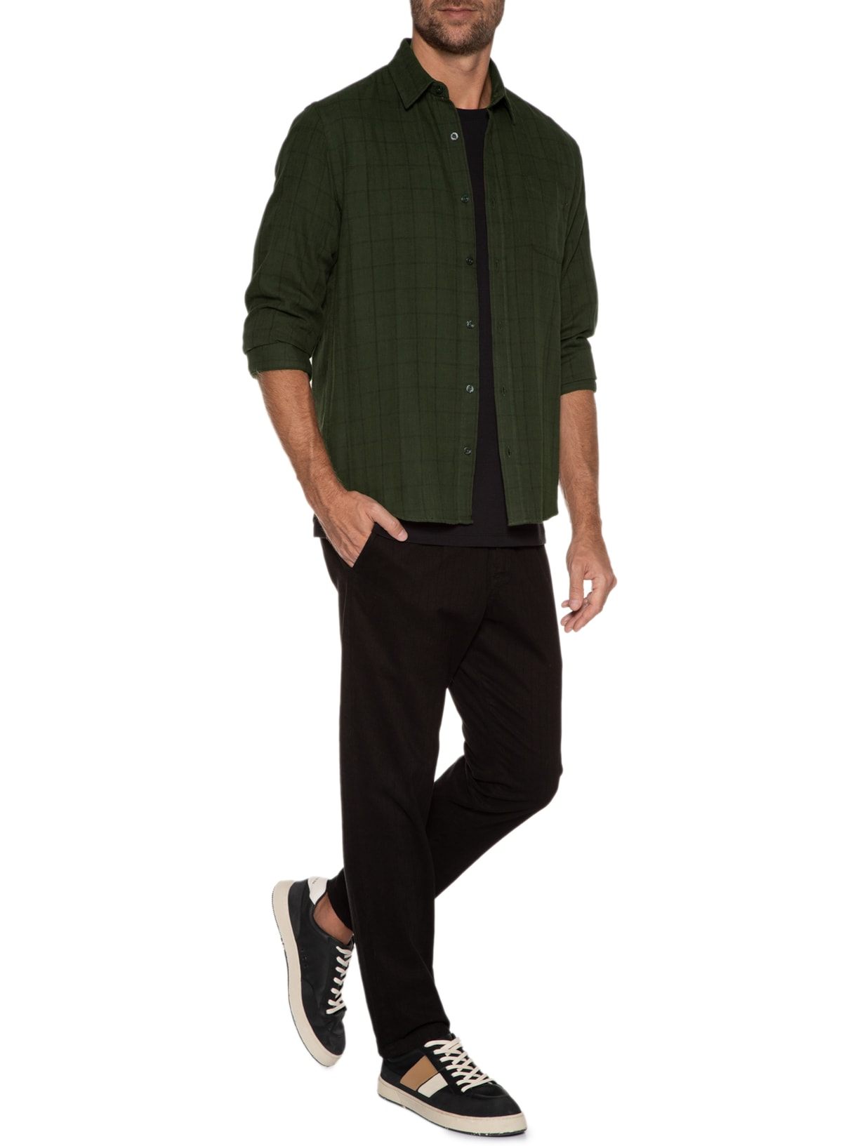 Camisa Masculina Manga Longa Bourbon Verde Foxton