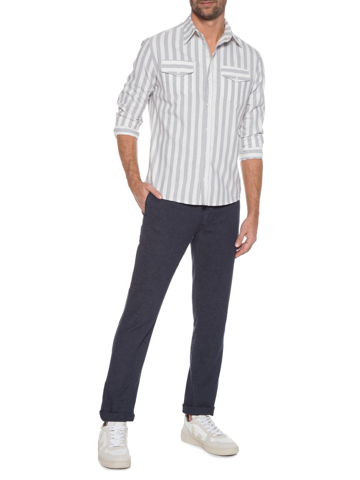 Camisa Masculina Manga Longa Búzios Cinza Be.each