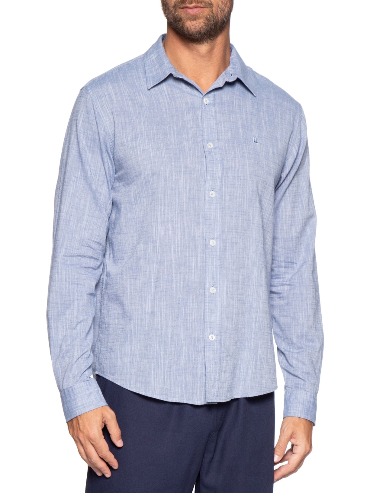 Camisa Masculina Manga Longa Buzios New Azul Foxton