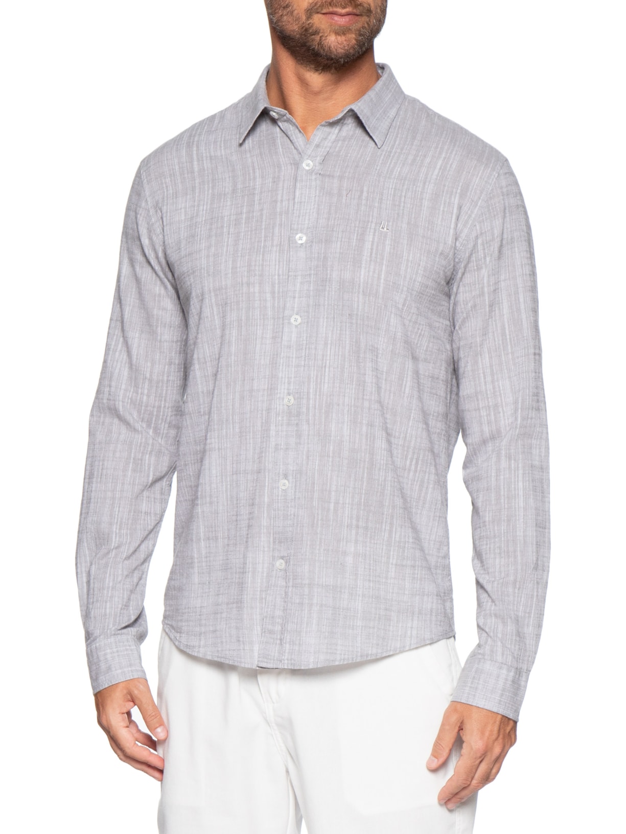 Camisa Masculina Manga Longa Buzios New Cinza Foxton