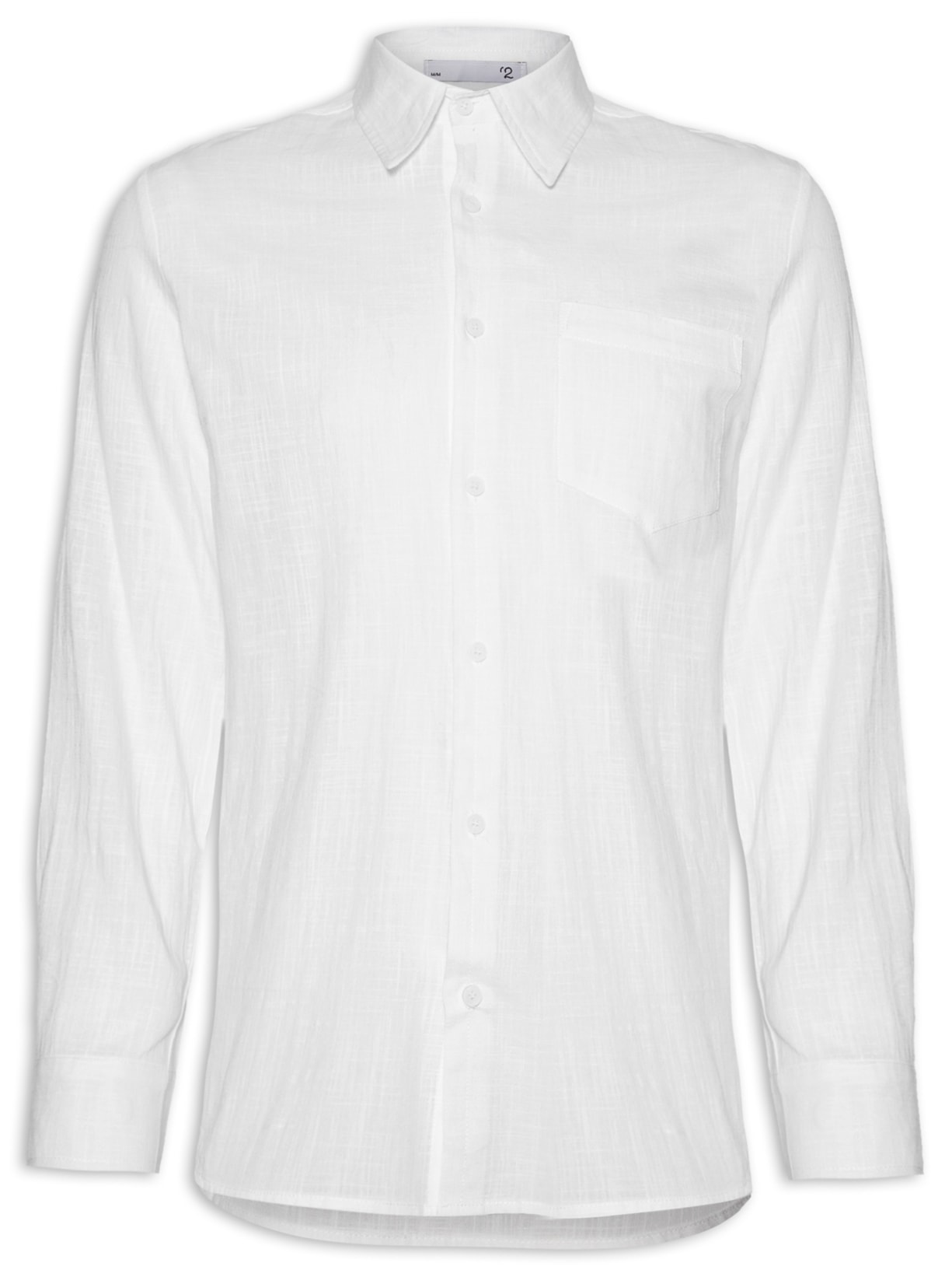 Camisa Masculina Manga Longa Casual Algodão - Branco
