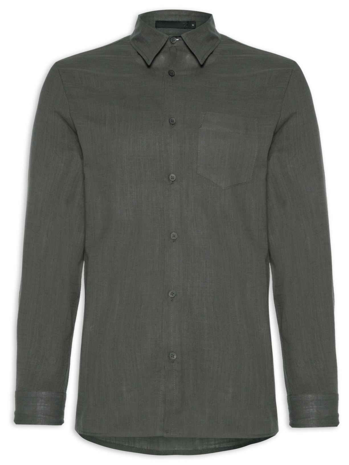 Camisa Masculina Manga Longa Casual Algodão - Cinza