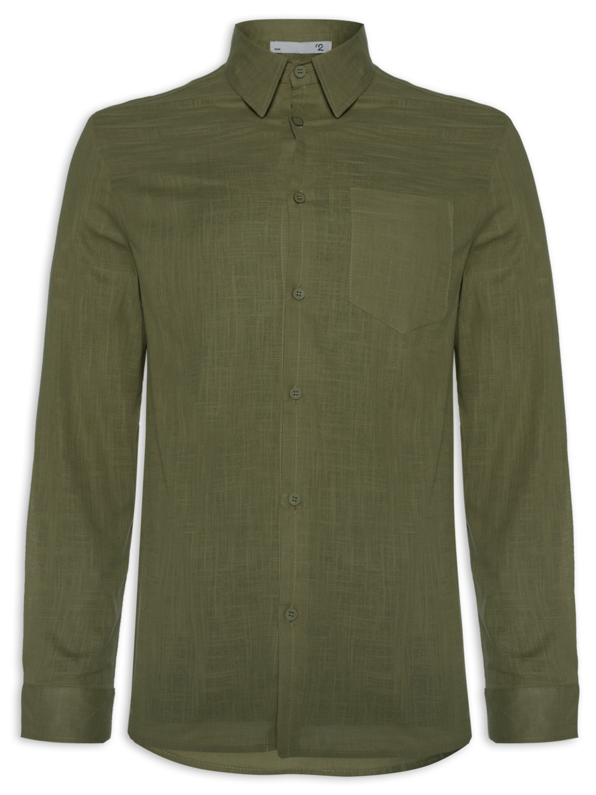 Camisa Masculina Manga Longa Casual Algodão - Verde