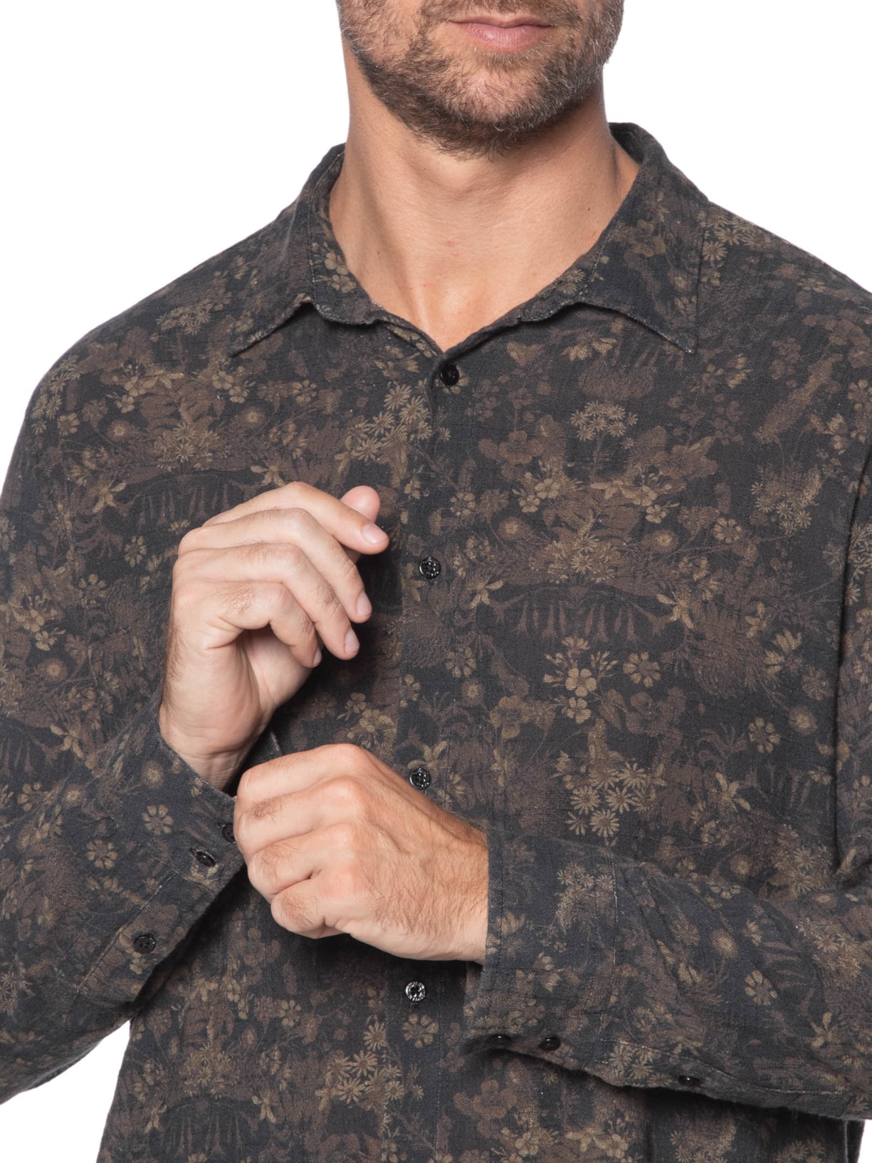 Camisa Masculina Manga Longa Ciclo Golden Preto Osklen