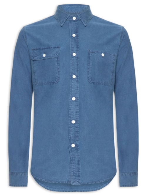 Camisa Masculina Manga Longa Classic Fit Indigo – Azul