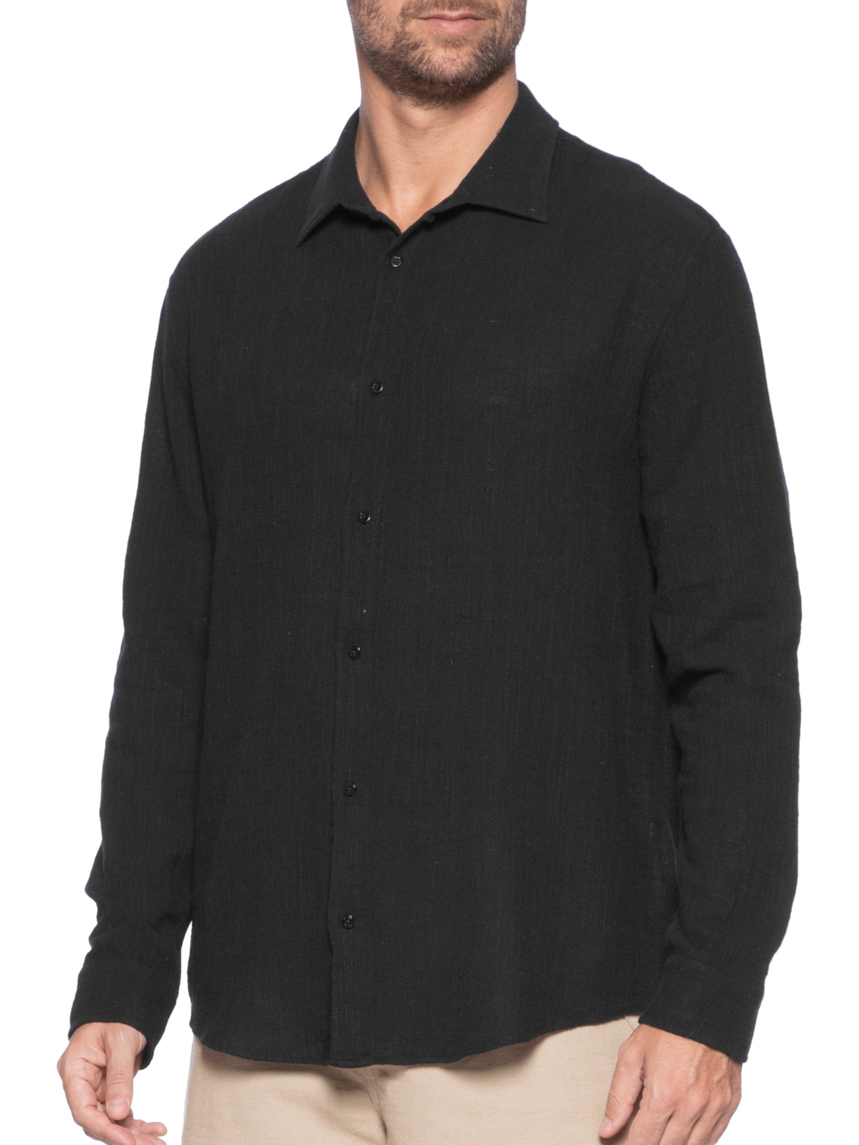 Camisa Masculina Manga Longa Classic Ristic Preto Osklen