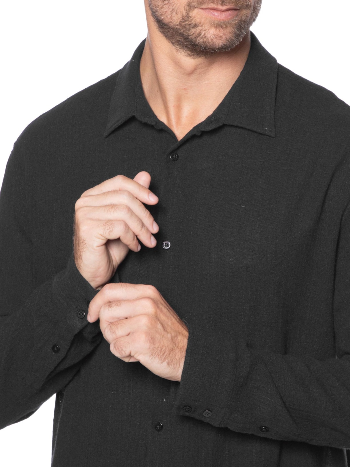 Camisa Masculina Manga Longa Classic Ristic Preto Osklen