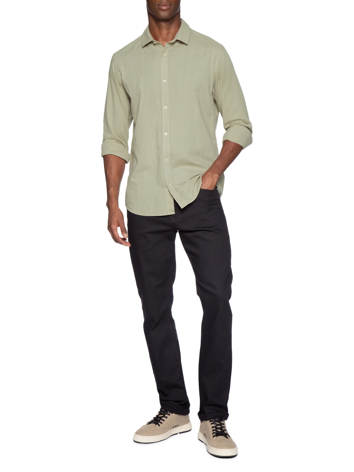 Camisa Masculina Manga Longa Como Bege Reserva