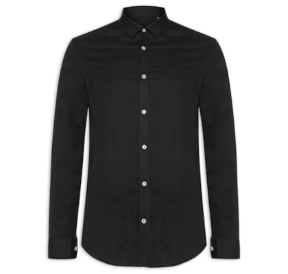 Camisa Masculina Manga Longa Como - Preto