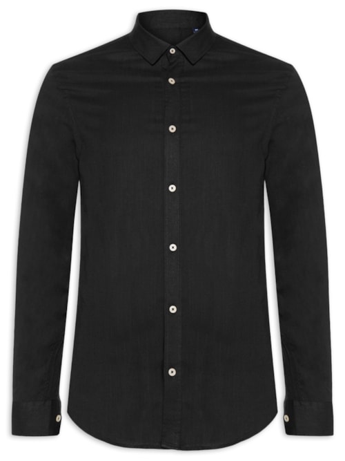 Camisa Masculina Manga Longa Como - Preto