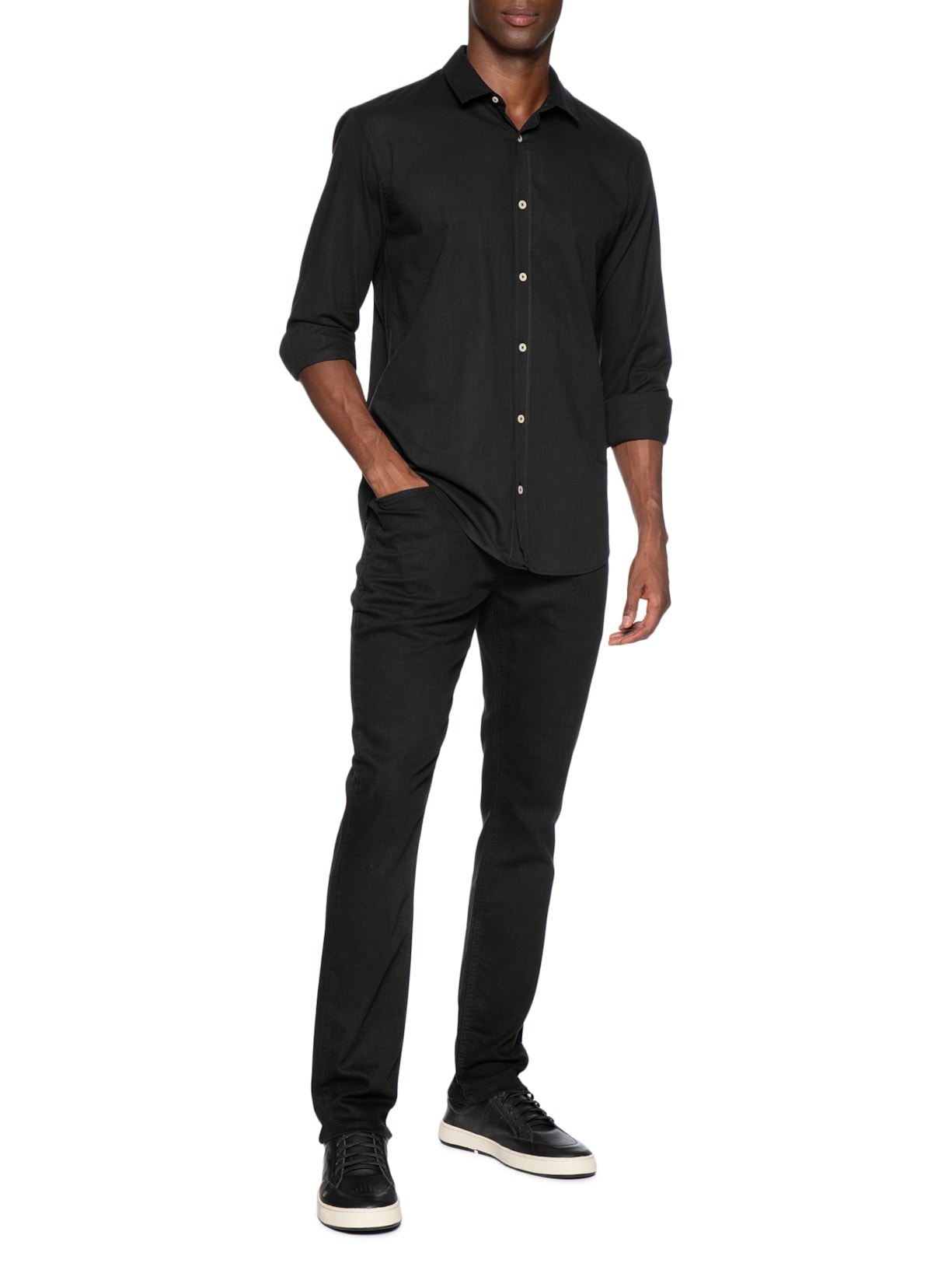 Camisa Masculina Manga Longa Como Preto Reserva