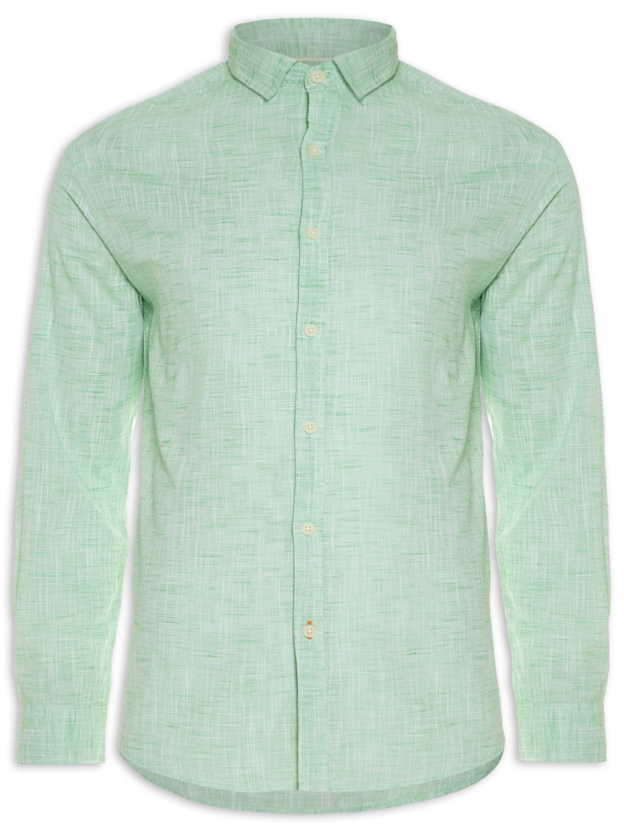 Camisa Masculina Manga Longa Cotton Slub - Verde