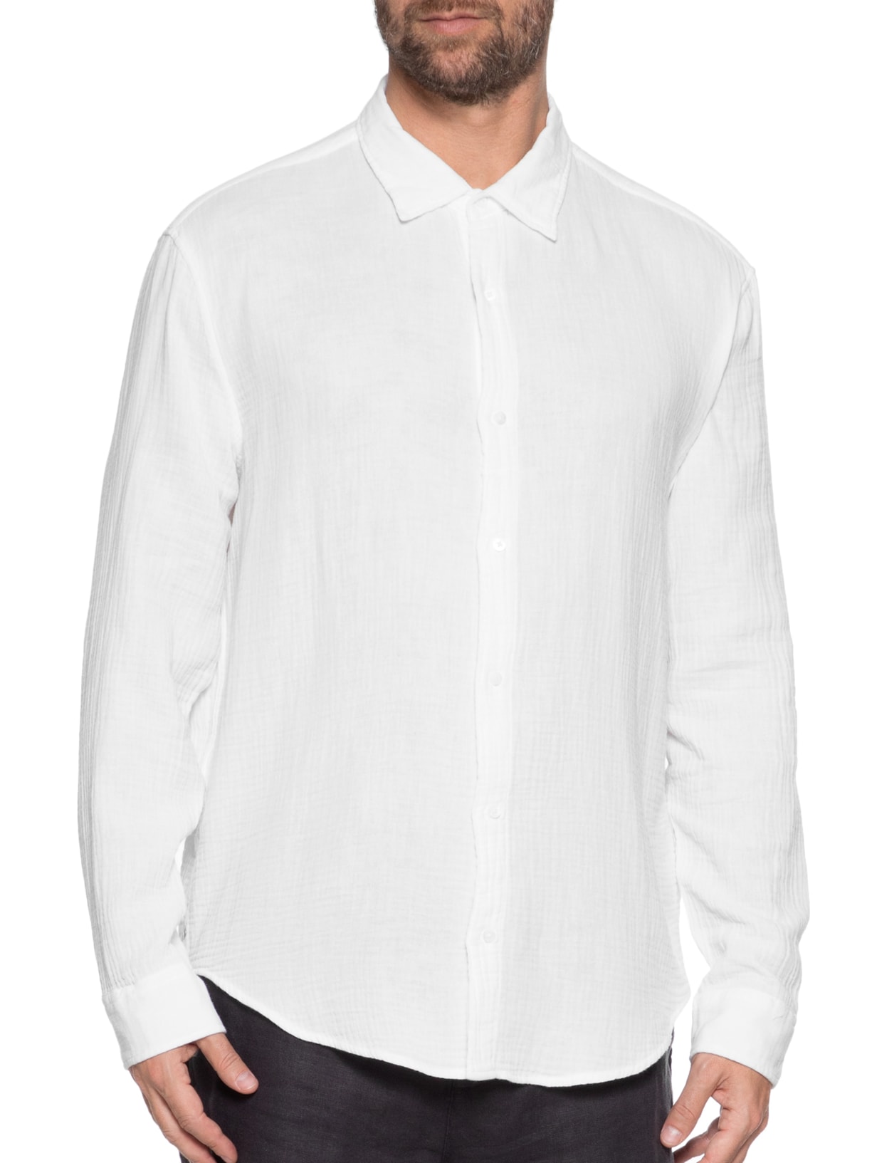 Camisa Masculina Manga Longa Cotton Wavy Branco Osklen