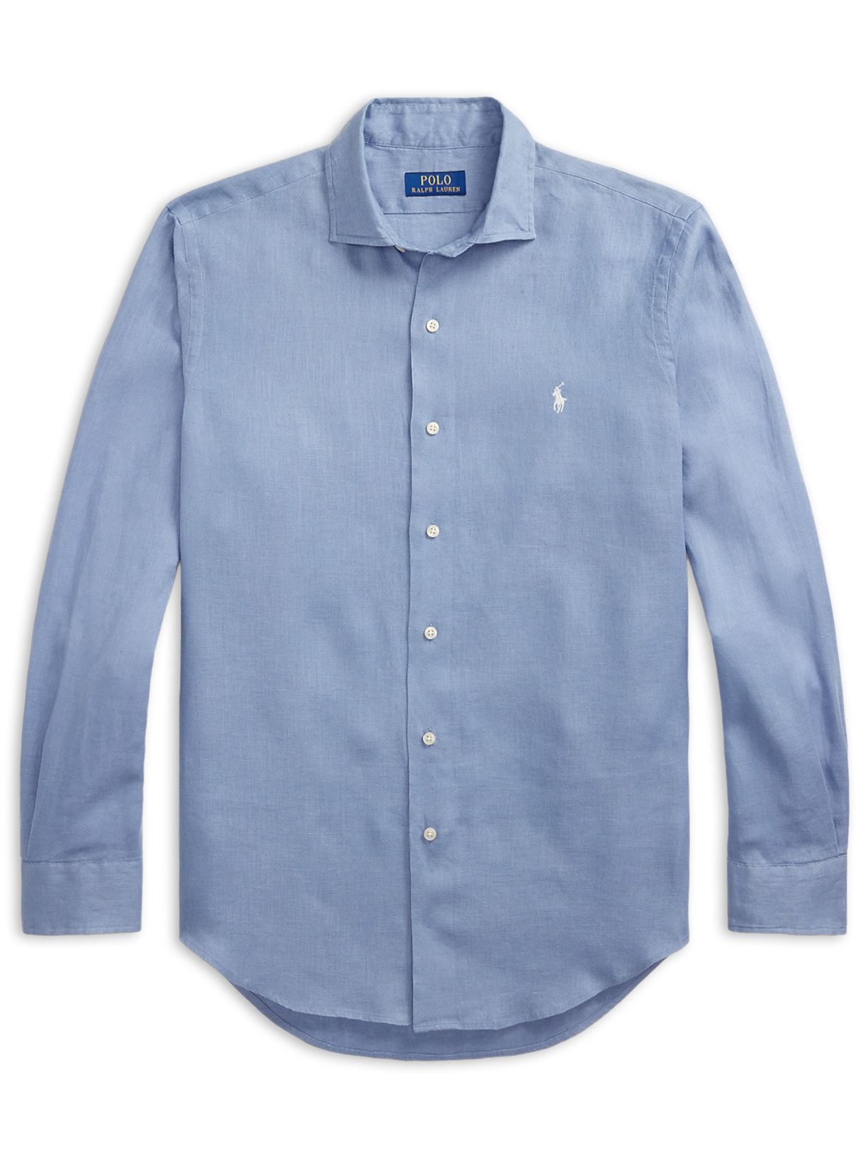 Camisa Masculina Manga Longa Custom Fit Linen Azul Polo Ralph Lauren