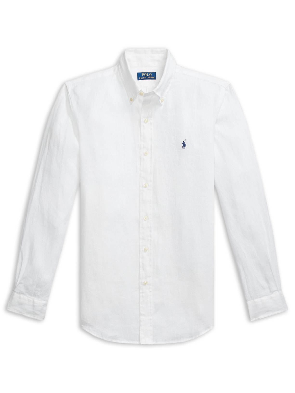 Camisa Masculina Manga Longa Custom Fit Linen Branco Polo Ralph Lauren