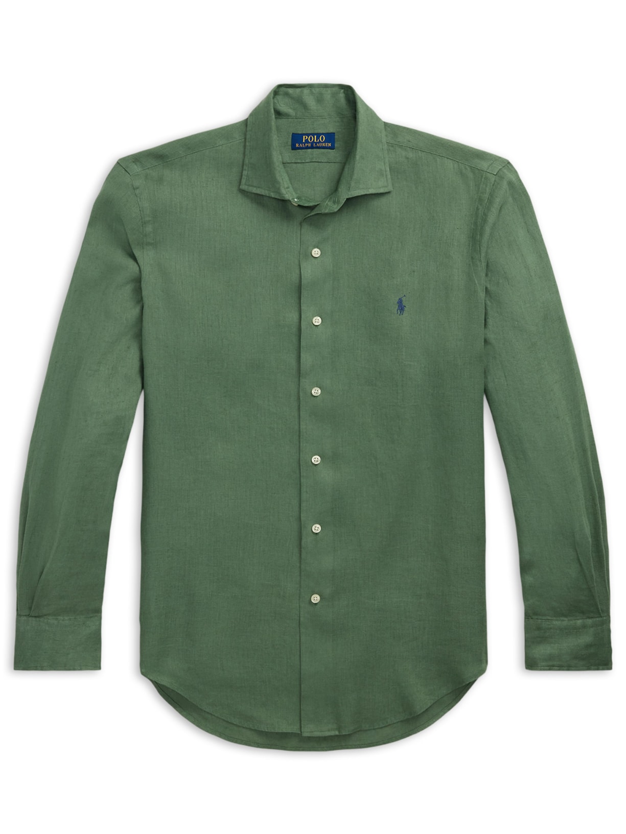 Camisa Masculina Manga Longa Custom Fit Linen Verde Polo Ralph Lauren