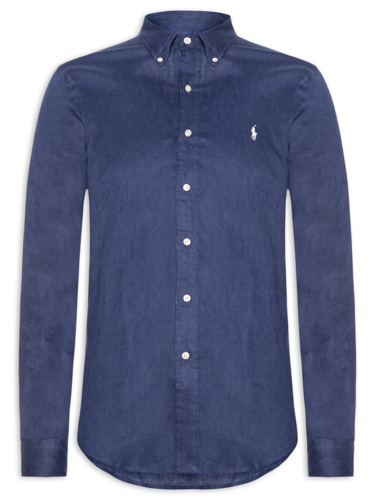 Camisa Masculina Manga Longa Custom Fit Linen – Azul Polo Ralph Lauren
