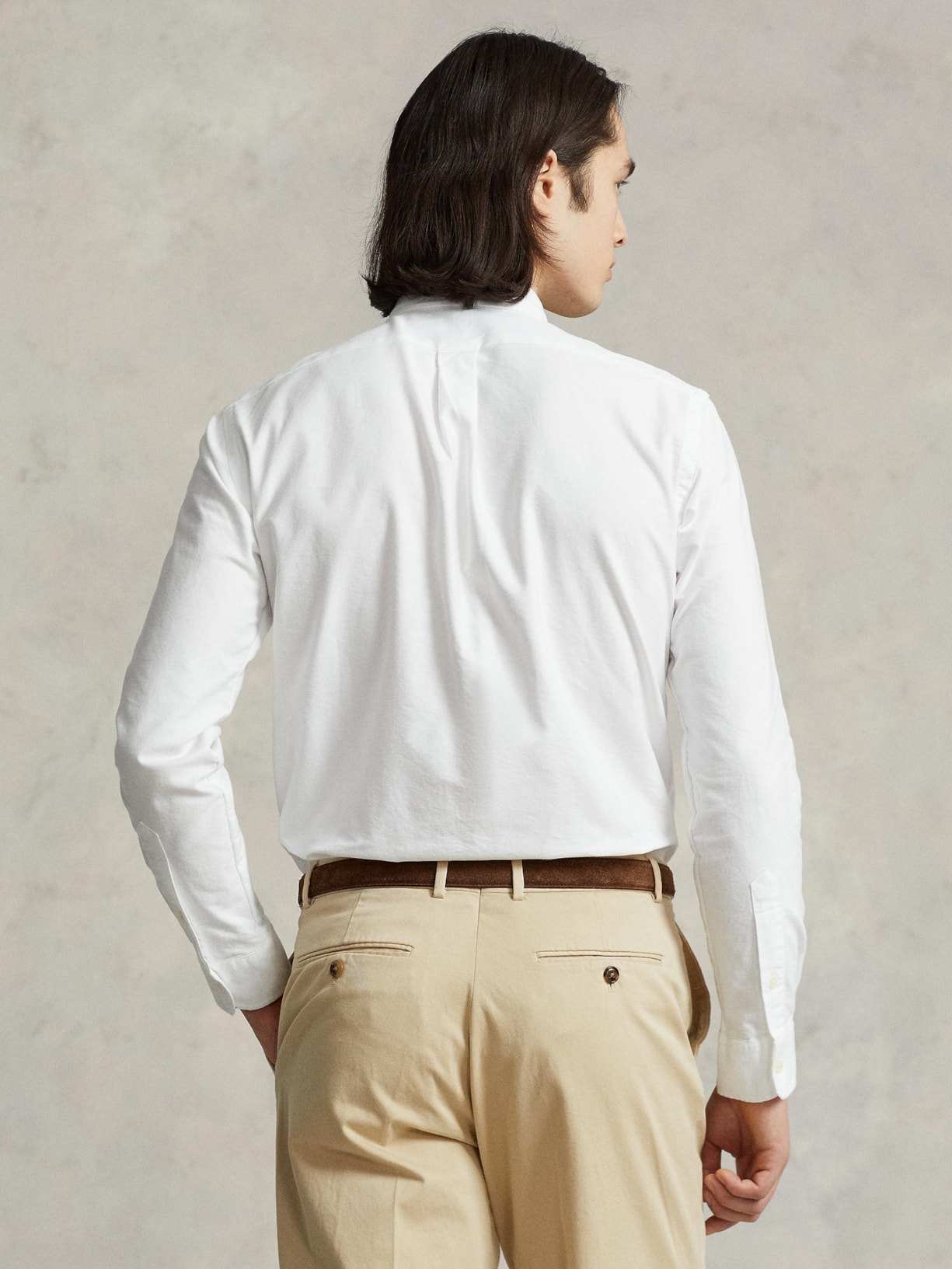 Camisa Masculina Manga Longa Custom Fit Oxford Shirt Branco Polo Ralph Lauren