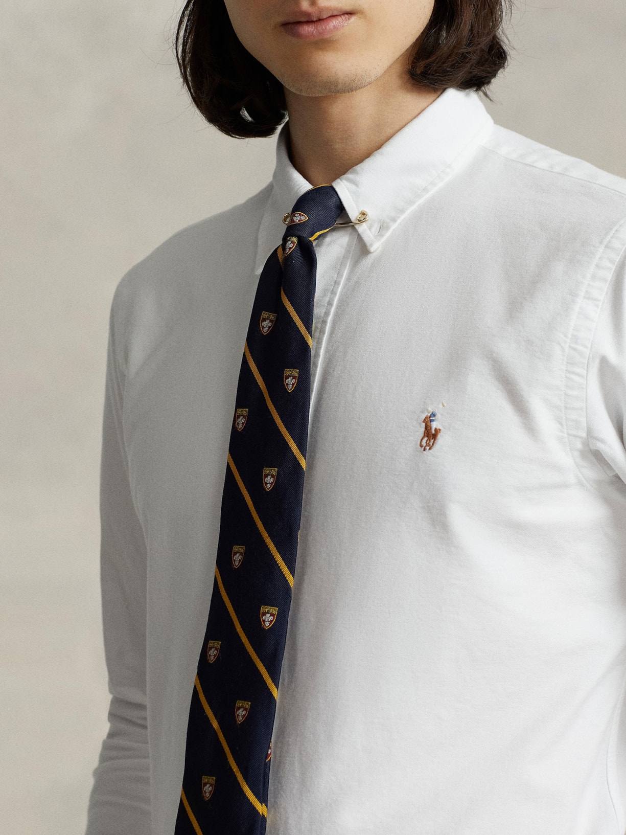 Camisa Masculina Manga Longa Custom Fit Oxford Shirt Branco Polo Ralph Lauren
