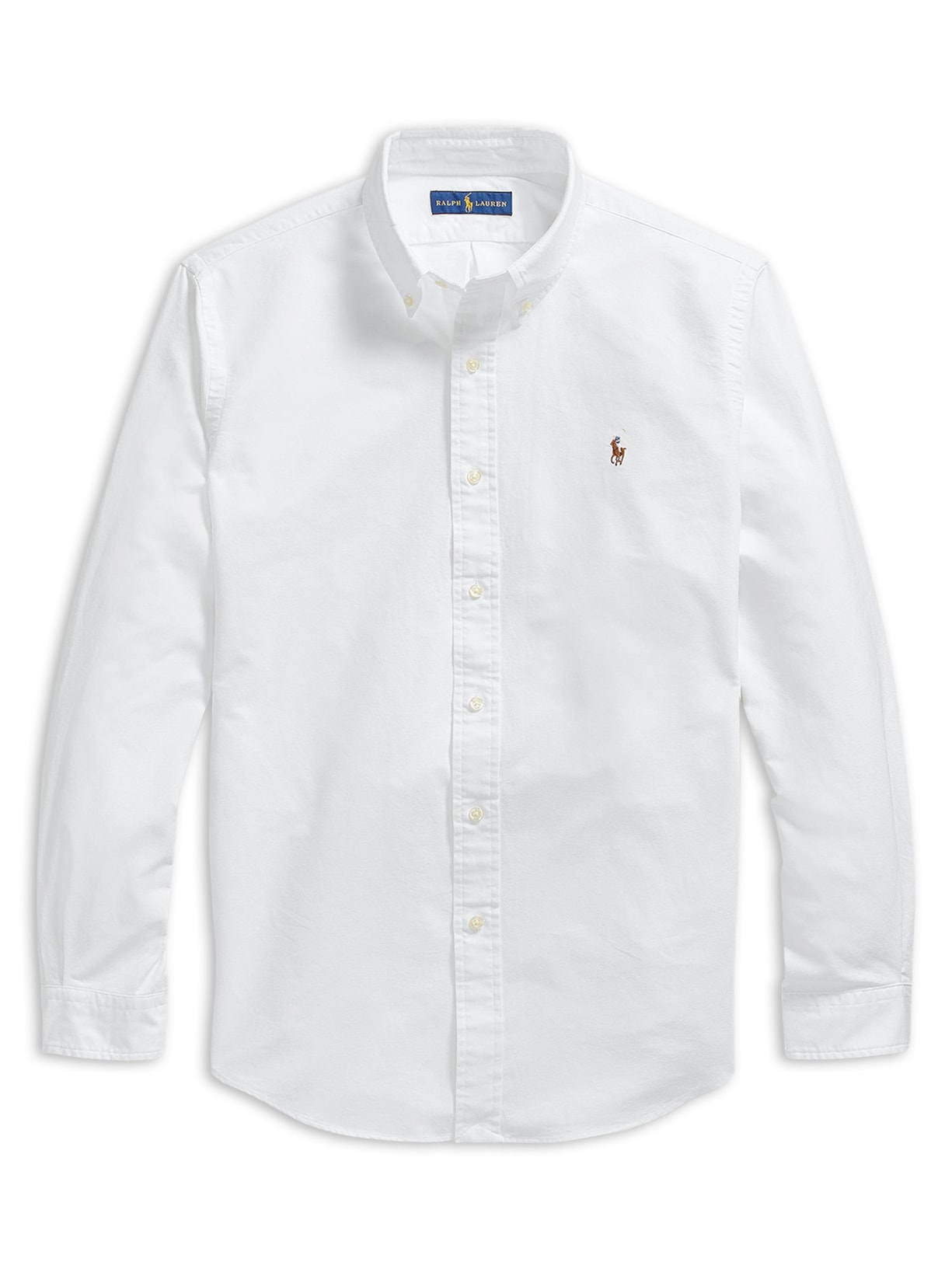 Camisa Masculina Manga Longa Custom Fit Oxford Shirt Branco Polo Ralph Lauren