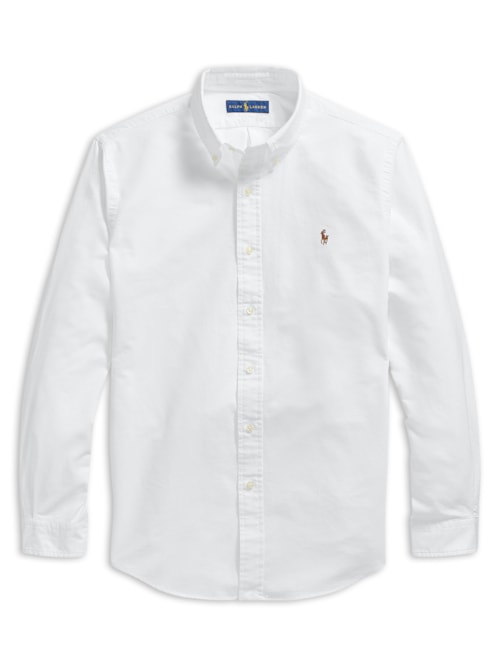 Camisa Masculina Manga Longa Custom Fit Oxford Shirt - Branco