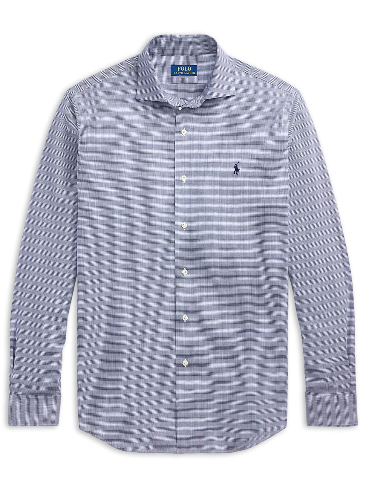 Camisa Masculina Manga Longa Custom Fit Xadrez Poplin - Azul