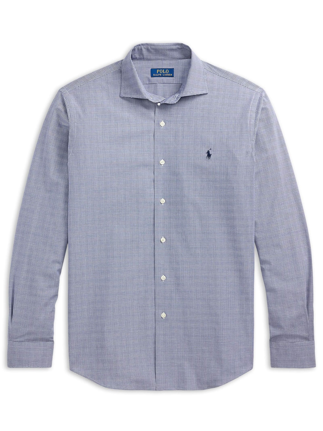 Camisa Masculina Manga Longa Custom Fit Xadrez Poplin - Azul