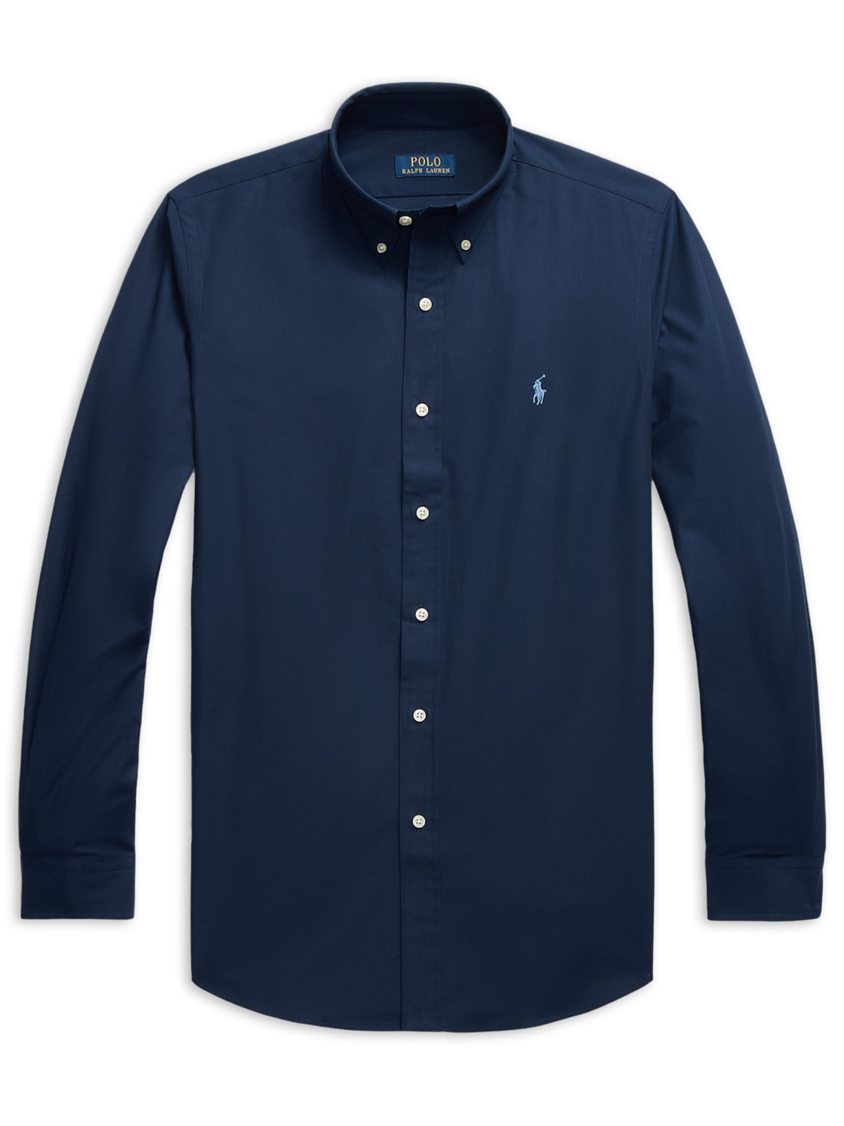Camisa Masculina Manga Longa Custom Poplin Logo Bordado - Azul