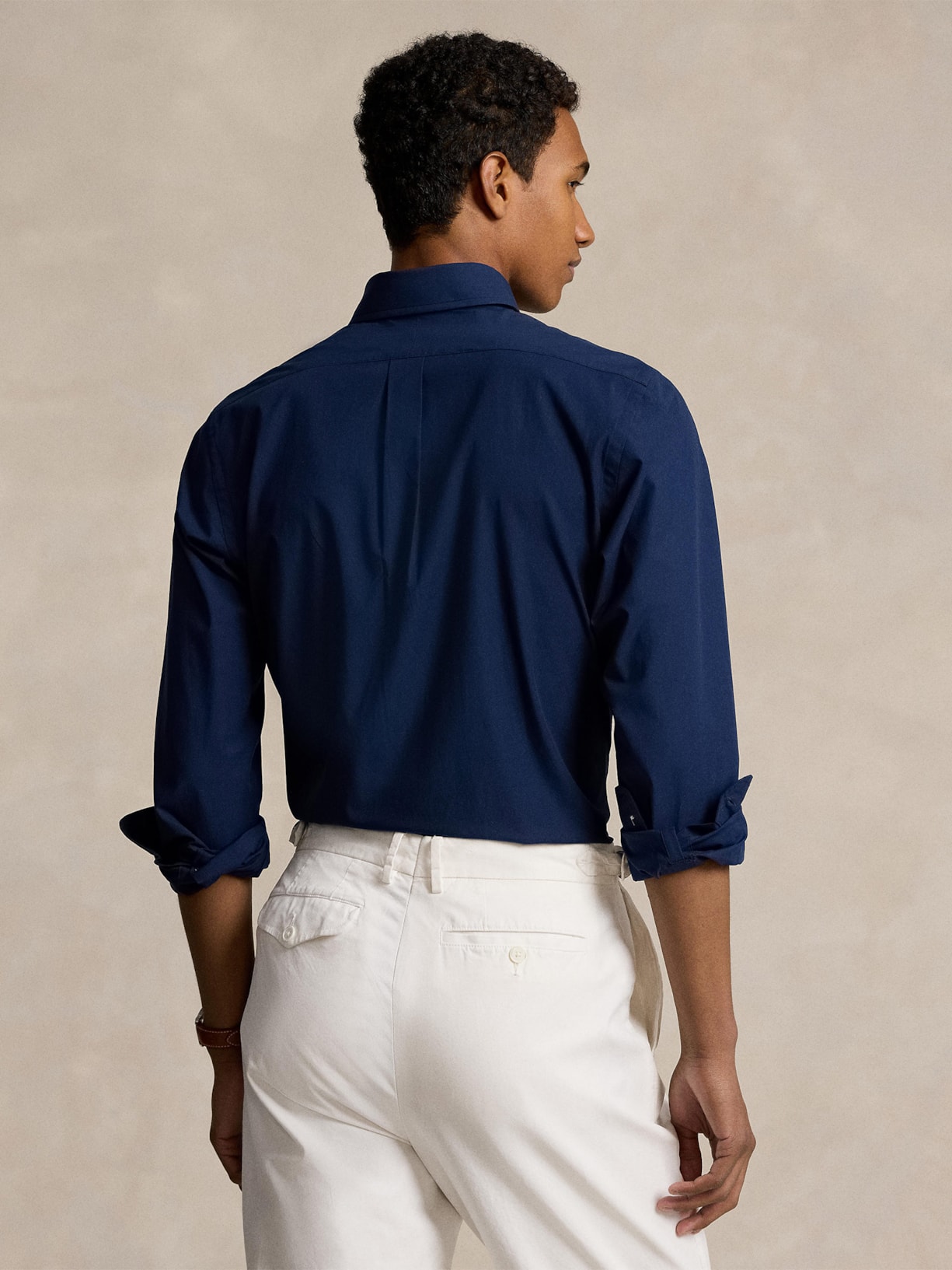 Camisa Masculina Manga Longa Custom Poplin Logo Bordado Azul Polo Ralph Lauren