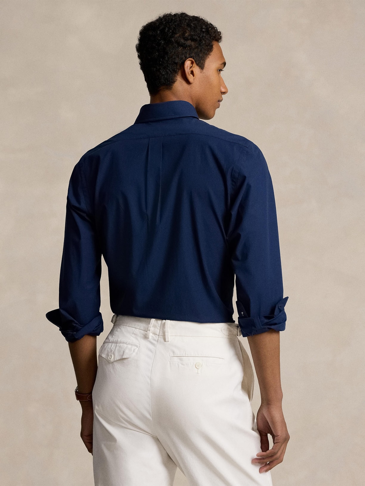 Camisa Masculina Manga Longa Custom Poplin Logo Bordado Azul Polo Ralph Lauren