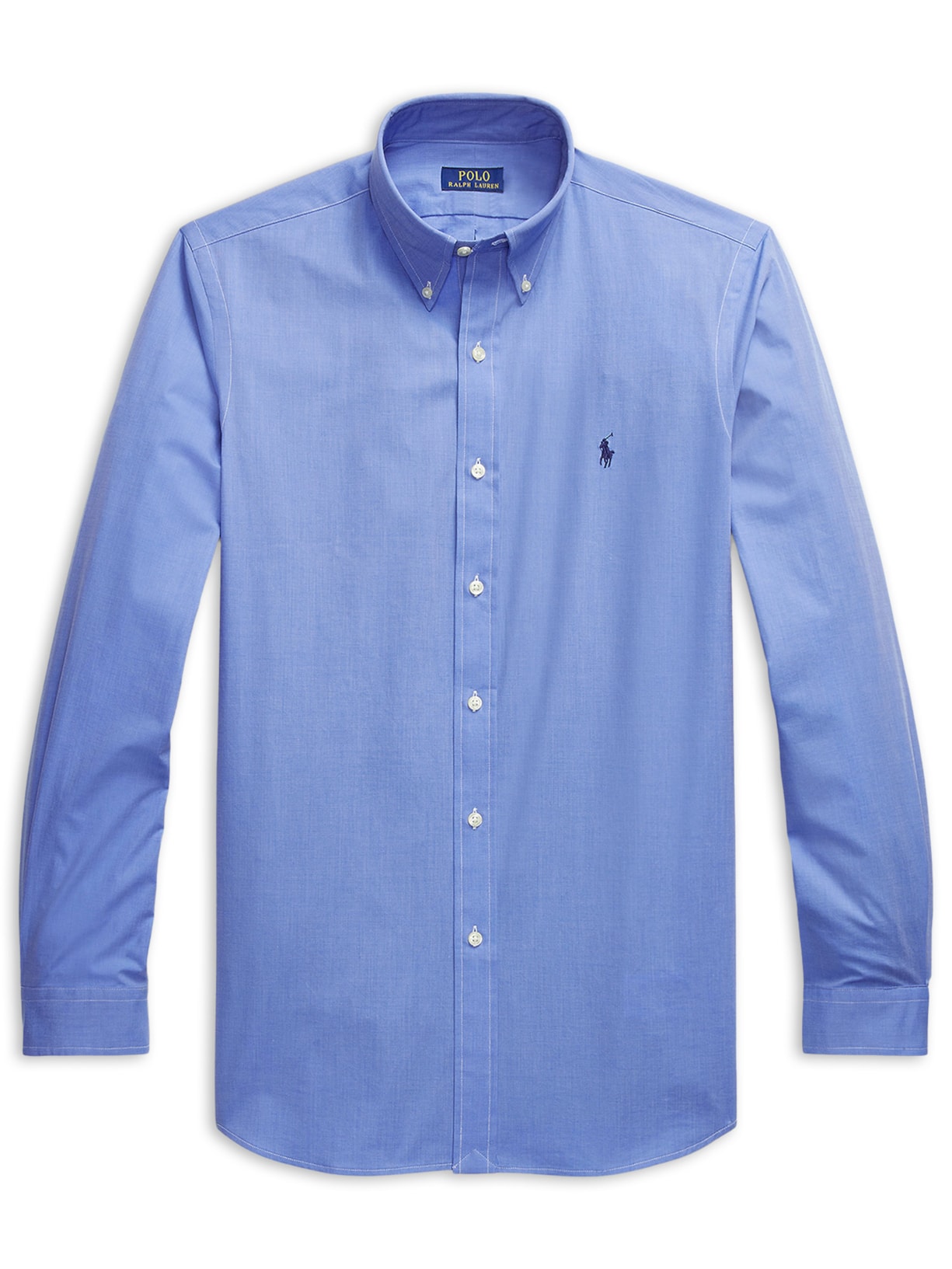 Camisa Masculina Manga Longa Custom Poplin Logo Bordado - Azul