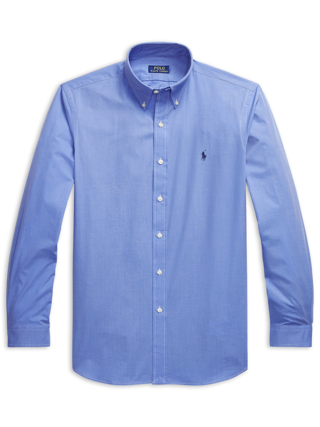 Camisa Masculina Manga Longa Custom Poplin Logo Bordado - Azul
