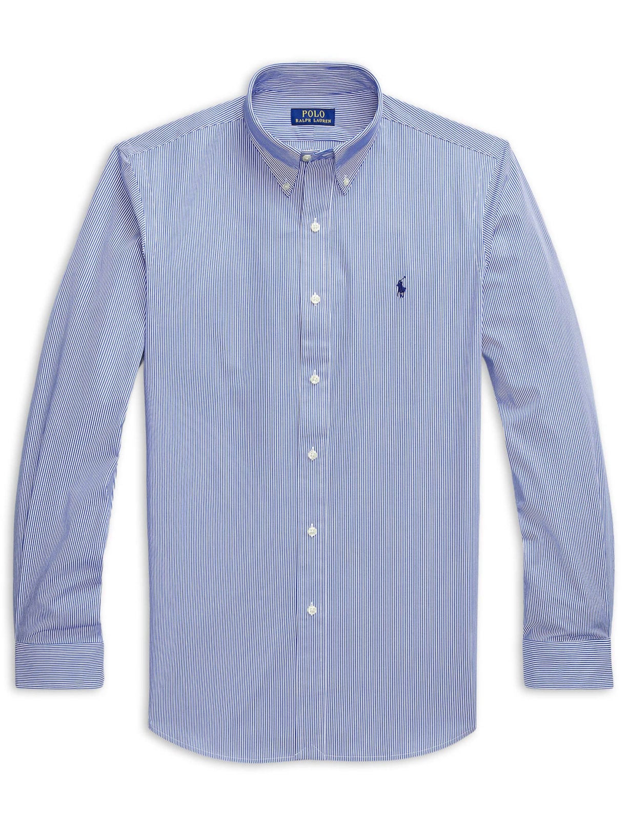 Camisa Masculina Manga Longa Custom Poplin Logo Bordado - Azul
