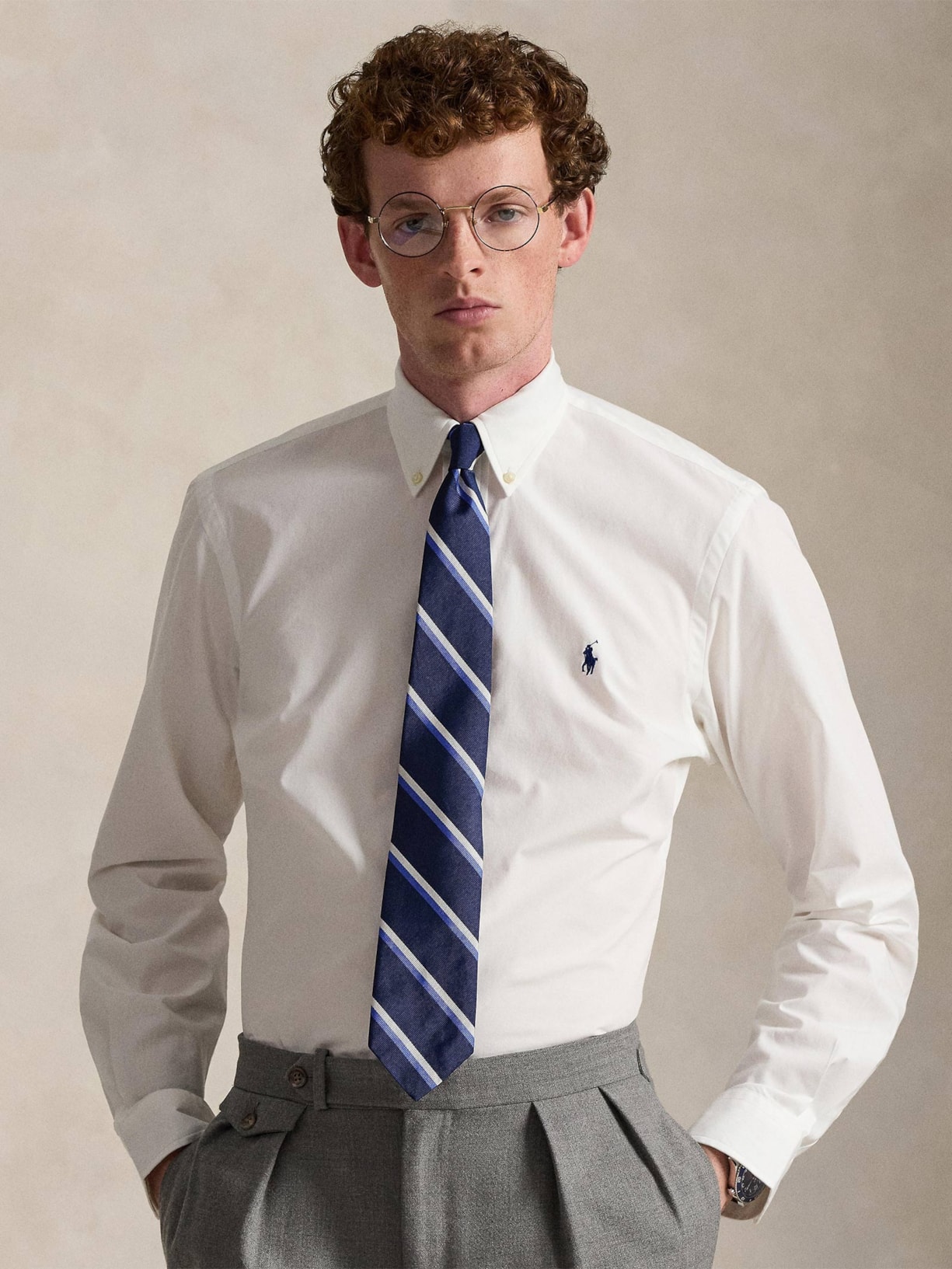 Camisa Masculina Manga Longa Custom Poplin Logo Bordado Barnco Polo Ralph Lauren