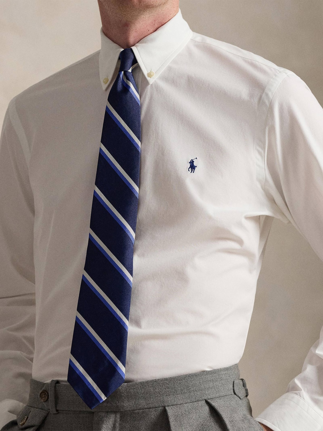 Camisa Masculina Manga Longa Custom Poplin Logo Bordado Barnco Polo Ralph Lauren