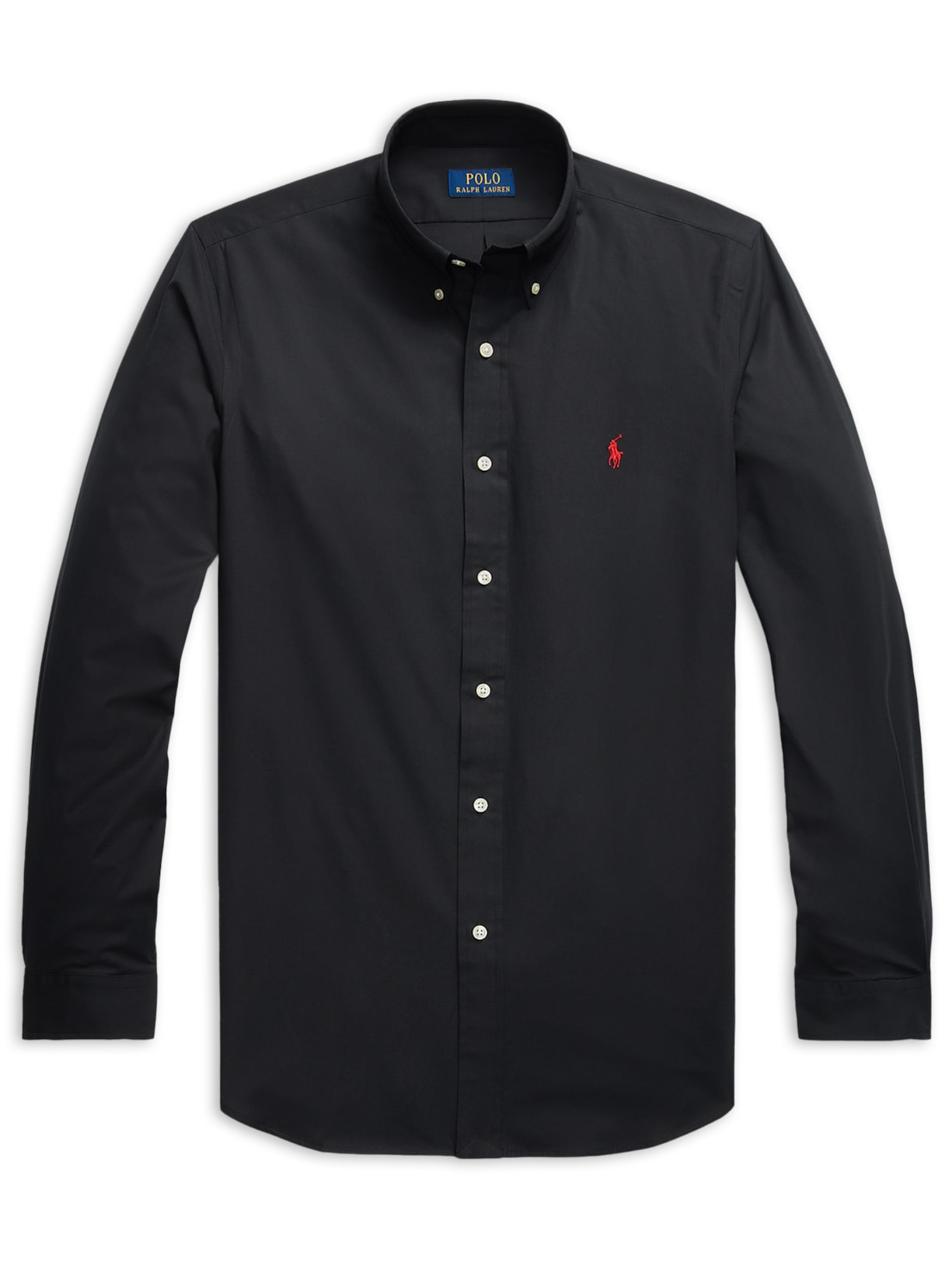 Camisa Masculina Manga Longa Custom Poplin Logo Bordado - Preto